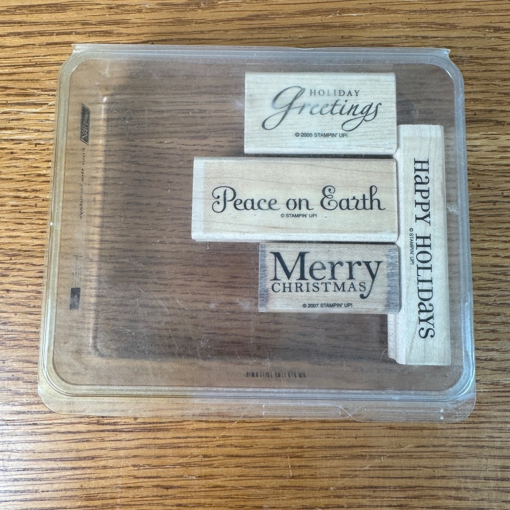 Stampin Up‎ Four the Holidays Wood Mounted Rubber Stamp Set of 4 Christmas
